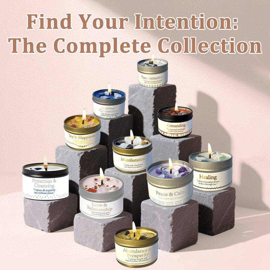 Manifestation Candle – Scented Soy Wax Candle with Golden Crystal & Guidance Card, 3oz, 12+ Hr Burn, for Focus, Meditation & Yoga | Abundance & Law of Attraction Gift for Women (1 or 2 Pack)