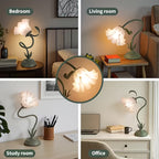 Tulip Flower Shape Table Lamp – Aesthetic Vintage Floral Bedside & Desk Lamp for Bedroom, Dresser & Living Room Home Decor (Bulb Not Included)