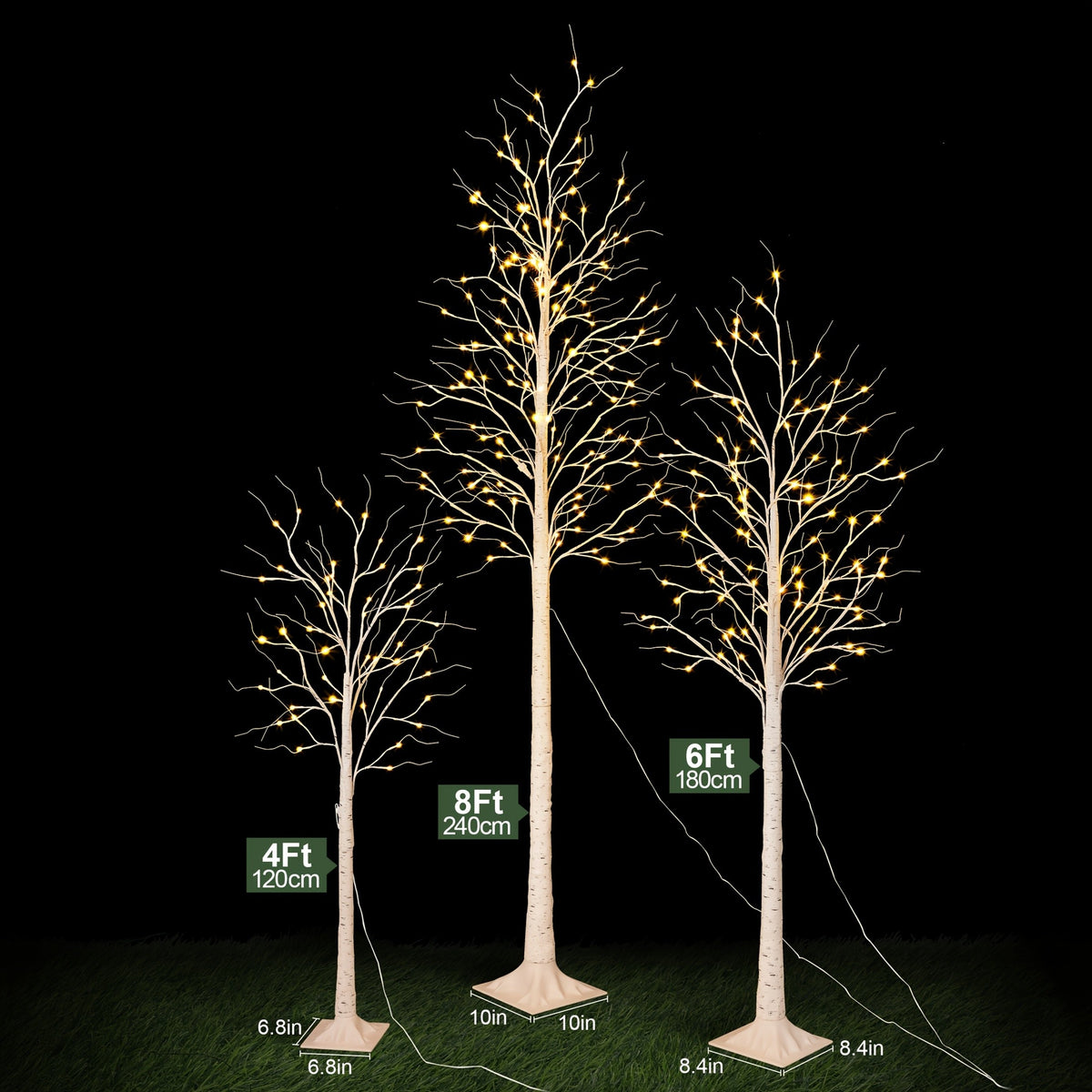 Lighted Birch Tree Warm White Fairy Lights 4ft 5ft 6ft 8ft Tall Artificial Prelit Tree Plug In Clear Lights Sturdy Base for Indoor Outdoor Christmas Wedding Easter Home Decor