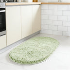 Chenille Oval Non-Slip Bathroom Mat Super Absorbent Soft Plush Floor Mat – Machine Washable, Anti-Slip Backing, 5 Colors 6 Sizes for Bathroom Kitchen Pet Use