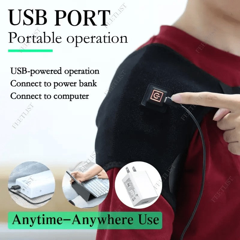 Heated Shoulder Wrap Massager with 3 Adjustable Heat Levels – Wearable Shoulder Heating Pad & Brace Support for Shoulder, Leg & Arm Warmth, Winter Comfort Gift for Parents