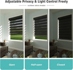 Cordless Zebra Blinds for Windows - Dual Layer Light Filtering & Blackout Roller Shades, Easy Install Custom Width 20"-64" x 72"H, Modern Window Treatment for Bedroom Living Room, 4 Colors