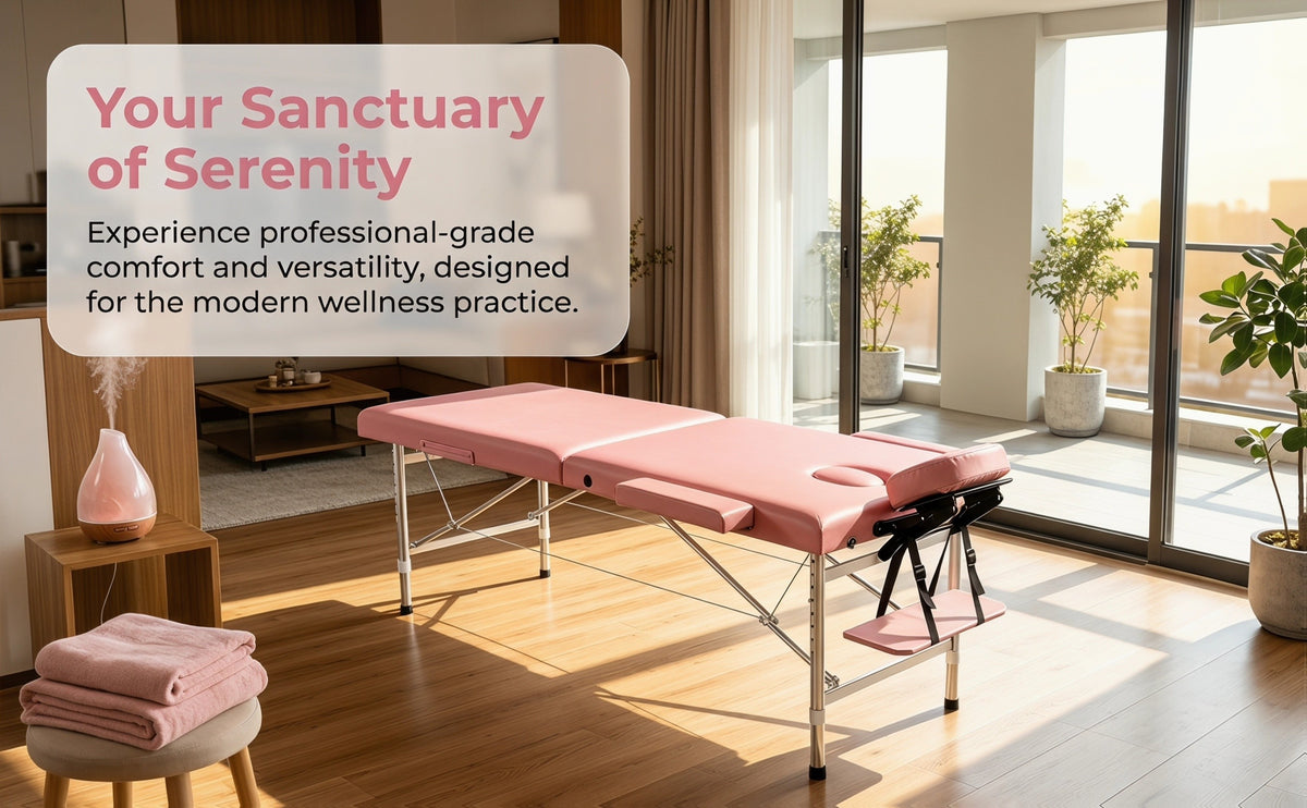Portable Folding Massage Table Professional Lash Bed, Height Adjustable 8-Level Aluminium Legs, 30.9" Wide Tiltable Headrest for Spa Salon Tattoo Home Beauty