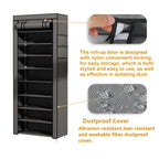 Shoe Organizer Cabinet with Cover – 6/8/10 Tier Nonwoven Fabric Shoe Storage Shelf for 27-35 Pairs, Portable Shoe Rack for Entryway, Closet, Bedroom (Dark Gray)