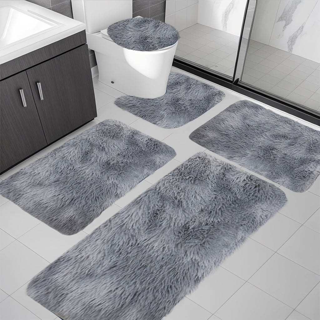 Plush Bath Rugs Set 1-6 Pieces, Multi-Color Microfiber Non-Slip Bathroom Mats – Soft Water Absorbent Thick Machine Washable Toilet Mats for Bathroom, Tub & Shower