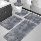 Plush Bath Rugs Set 1-6 Pieces, Multi-Color Microfiber Non-Slip Bathroom Mats – Soft Water Absorbent Thick Machine Washable Toilet Mats for Bathroom, Tub & Shower