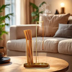 4-Piece Minimalist Glass Incense Holder Set with Wooden Base – Transparent Zen Style Ash Catcher for Yoga, Meditation & Home Decor