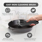 Cast Iron Cleaning Kit with 316 Stainless Steel Chainmail Scrubber – Cleaning Brush, Pan & Grill Scrapers for Skillet, Wok, Grill & Pre-Seasoned Cookware, Ergonomic Cast Iron Care Set