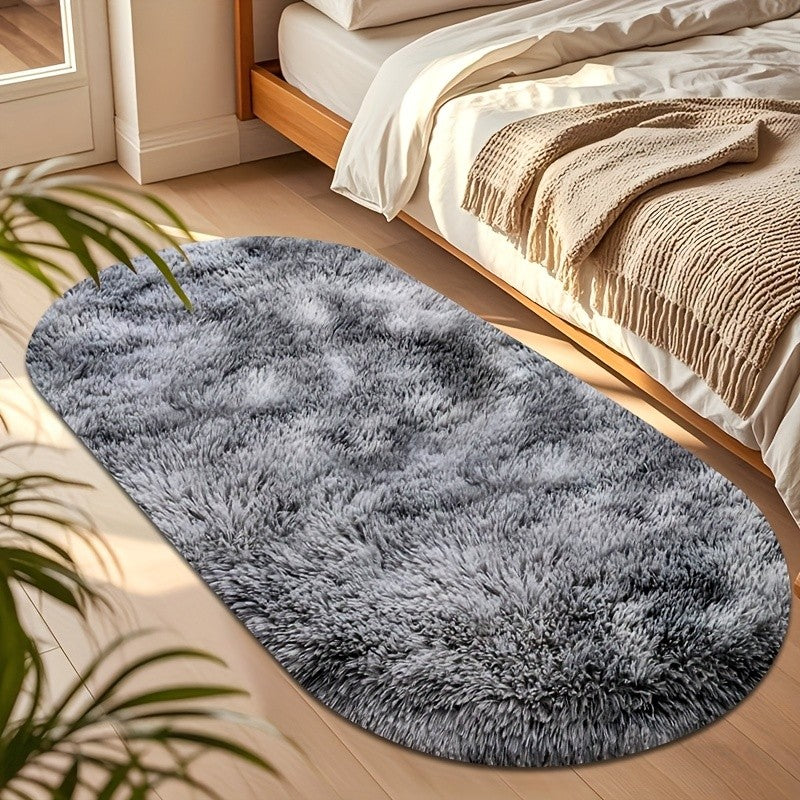Oval Plush Area Rug Anti-Slip Machine Washable Soft Carpet 2x4 Ft Bedroom Living Room Home Decor
