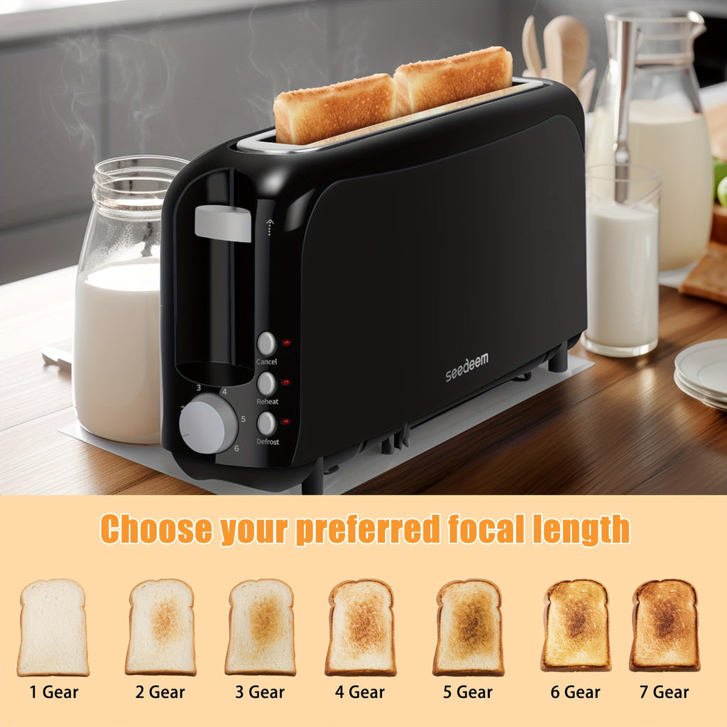 2-Slice Slim Toaster – 6 Shade Settings, Cancel Reheat & Defrost, 10" Long Slot, Auto Shut-Off, Removable Crumb Tray | 5 Colors