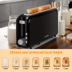 2-Slice Slim Toaster – 6 Shade Settings, Cancel Reheat & Defrost, 10" Long Slot, Auto Shut-Off, Removable Crumb Tray | 5 Colors