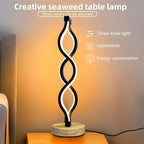 Spiral LED Table Lamp Dimmable 3-Color Modern Minimalist Bedside Lamp - Creative Wave Design Desk Lamp with Metal Base & USB Charging, Small Night Lamp for Bedroom, Living Room, Office & Study