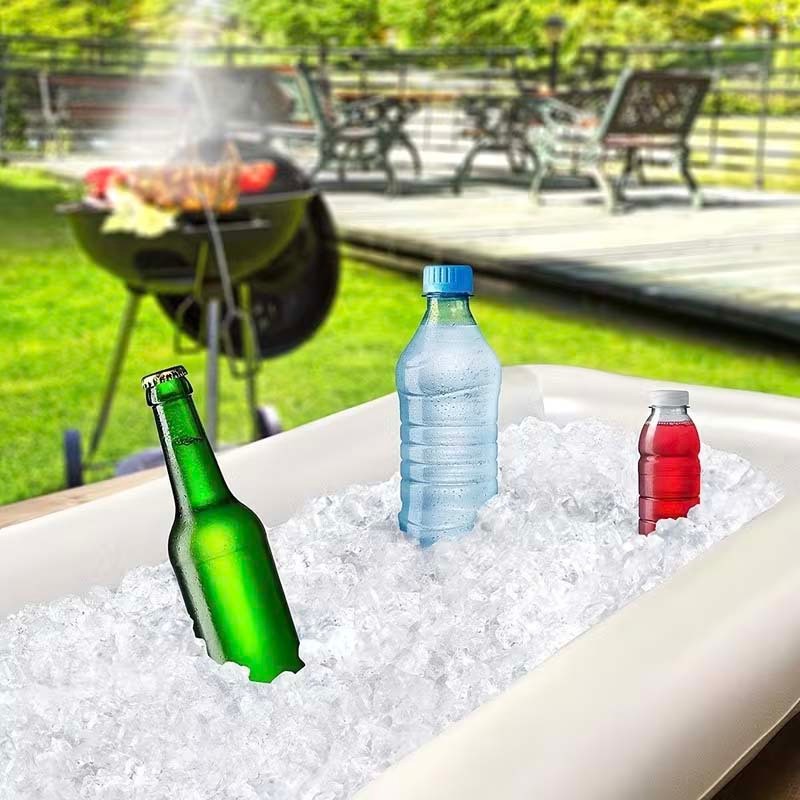 Inflatable Pool Cooler Bar with Drink Holders – Floating Ice Cooler for Pool Party Beach BBQ Summer Outdoor Fun, Easy Inflate, Portable Pool Float Beverage Bar