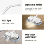 Electric Cordless Spin Mop Dual Motor 150RPM with LED Headlight Water Spray Tank Floor Cleaner for Hardwood Tile Marble Quiet Rechargeable Waxing Scrubber