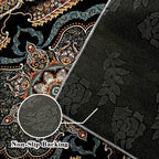 Bohemian Floral Velvet Area Rug Non-Slip Shedding-Resistant Machine Washable 100% Polyester Floor Mat for Living Room Bedroom Kitchen Office Multiple Sizes