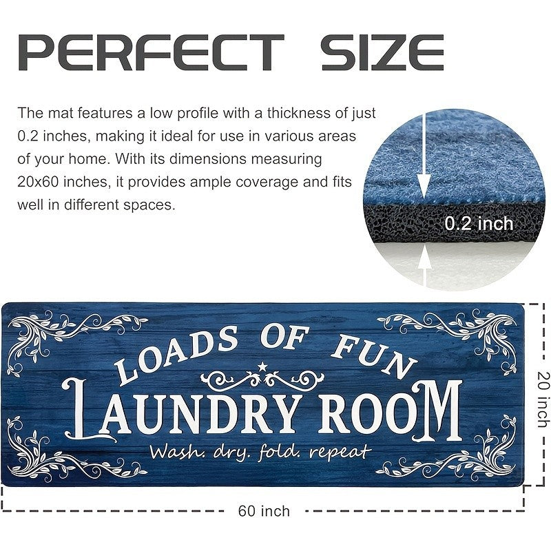 Non-Slip Laundry Room Rug Machine Washable - Rubber Backing Anti-Skid Standing Mat with Text Design for Laundry, Kitchen, Bathroom, Porch & Balcony – Comfort Floor Mat Home Decor