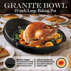 Oval Enamel Dutch Oven with Lid - Heavy Duty Cast Iron Roasting Pan for Turkey, Chicken, Meat & Vegetables, Stewing, Baking & Soup Making, Red, Perfect Christmas Holiday Gift