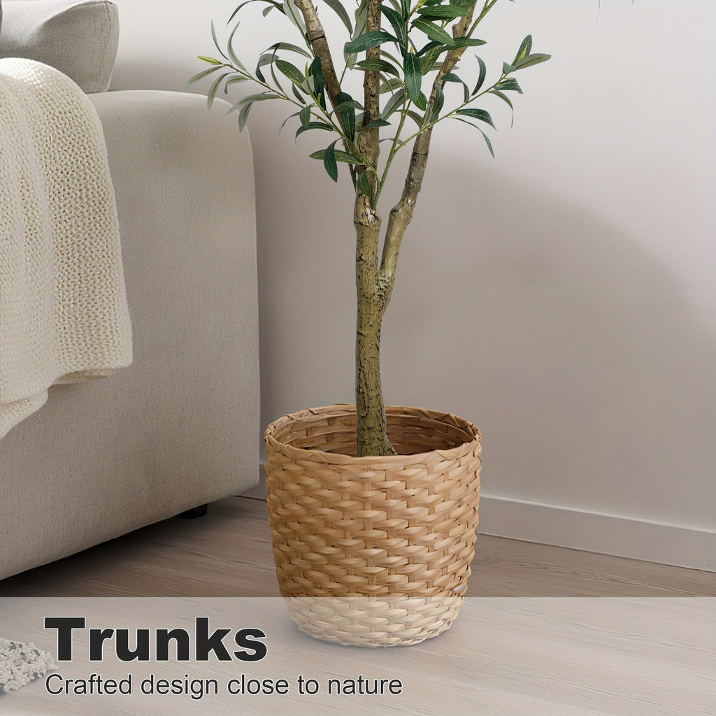 Artificial Olive Tree 5/6/7FT Multi-Trunk Pre-Potted – Lifelike Faux Indoor Tree with 706-1296 Leaves & Realistic Olives – Mediterranean Farmhouse Decor for Home, Office & Porch