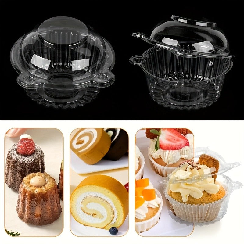 Cupcake Boxes with Dome Lids 80pcs Individual Clear Plastic Cupcake Containers Single Cupcake Holder for Muffins Pastries - Bakery Packaging for Party Picnic Restaurant Mother's Day Gifts, 50/80 Pack