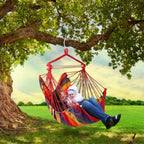 Hammock Chair with Stand Included Hanging Swing Chair Soft Non-Woven Fabric Seat for Indoor Outdoor Patio Backyard Relaxation Blue Red