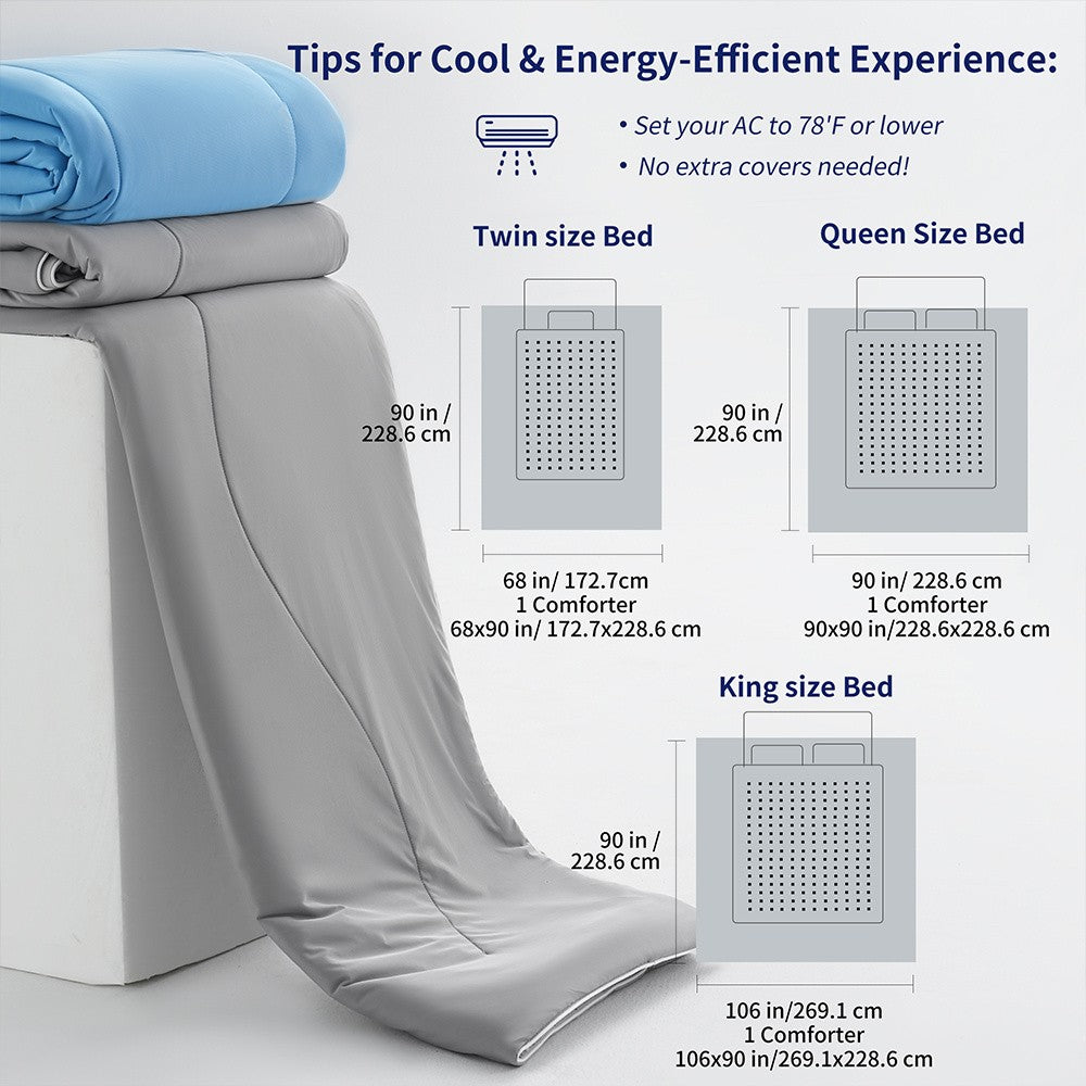 Cooling Blanket for Hot Sleepers – Breathable Lightweight Bedspread with Cooling Technology | All-Season, Machine Washable | Twin, Queen & King | White, Grey, Beige, Light Blue, Navy Blue