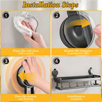 Suction Cup Shower Caddy Space Aluminum – Wall-Mounted Bathroom Shelf Organizer with Towel Holder, Rustproof Floating Shelf for Shampoo & Soap