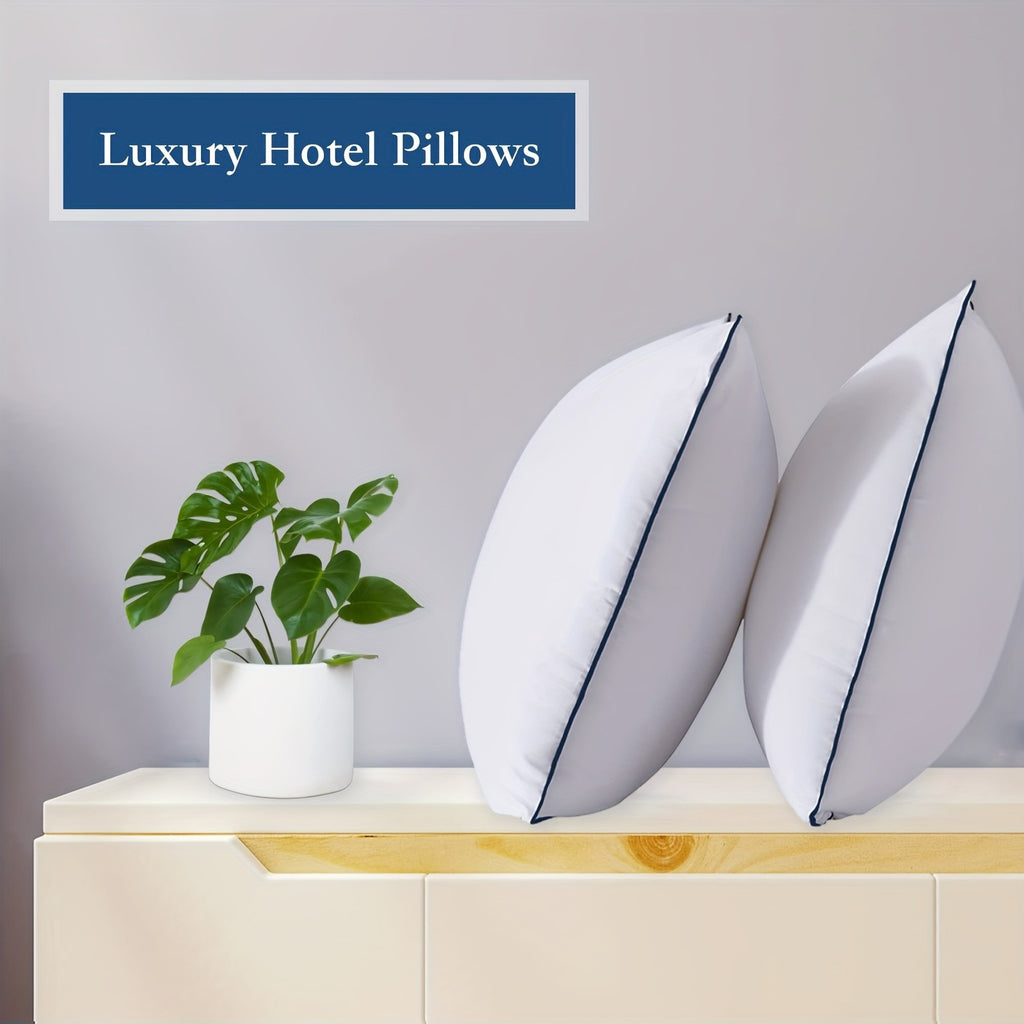 Firm Supportive Sleep Pillows Set 2/4 Pack – Hotel-Grade Cool-Touch, Soft Fiber Fill, Back Stomach Side Sleeper Pillow Standard Queen King