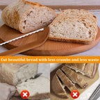 Serrated Bread Knife with Bamboo Handle - 15.7 Inch Stainless Steel Bagel Slicer for Sourdough, Baguettes and Homemade Loaves - Sharp Bread Cutter for Bakers and Home Kitchens