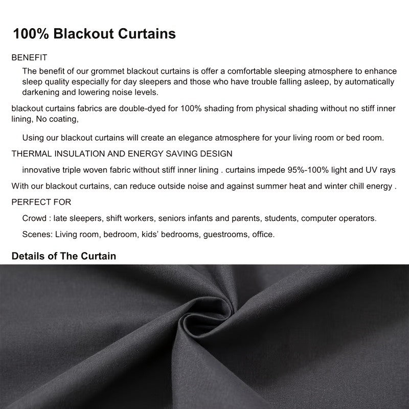 Blackout Curtains 4 Panel Set Rod Pocket – 100% Thermal Insulated Noise Reducing Solid Polyester, Laminated Lining, 7 Colors 7 Sizes