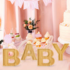 4pcs Baby Shower Wooden Charcuterie Letter Boxes Set BABY Shaped Bamboo Serving Tray Board Decorative Platter for Snacks Cake Cookies – Gender Reveal Birthday Party