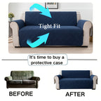 Quilted Sofa Cover One-Piece Cushion Slipcover with Anti-Slip Elastic Band – Pet-Friendly Scratch-Resistant Washable Removable Furniture Cover for Living Room Bedroom Hotel Home Decor