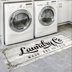 Laundry Room Mat Non-Slip Runner Rug Machine Washable Text Design – Anti-Skid Comfort Standing Mat for Laundry, Kitchen, Bathroom & Porch | Multiple Sizes