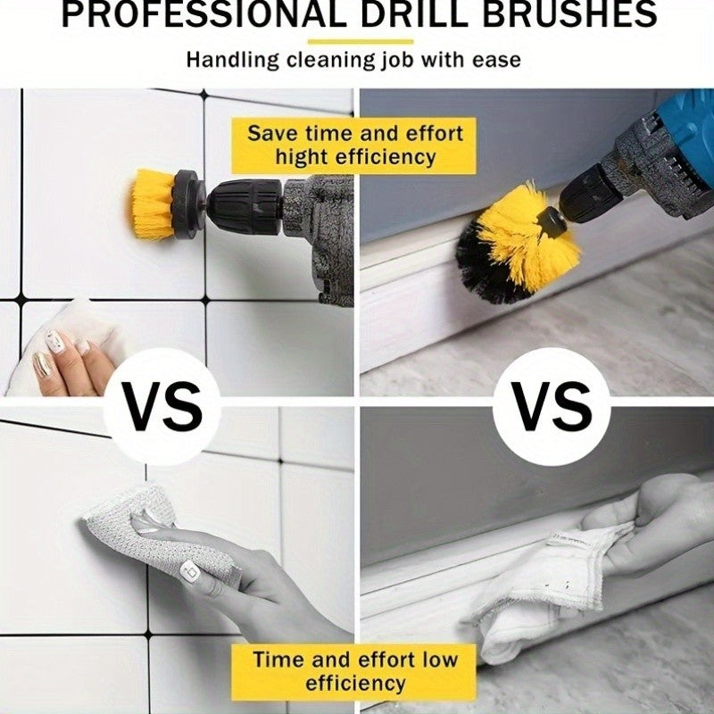 Drill Bit Scrub Brush Set 7 Piece with Cleaning Pads for Bathroom Toilet Kitchen Patio Vehicle Multi-Surface Power Scrubber Attachment Kit