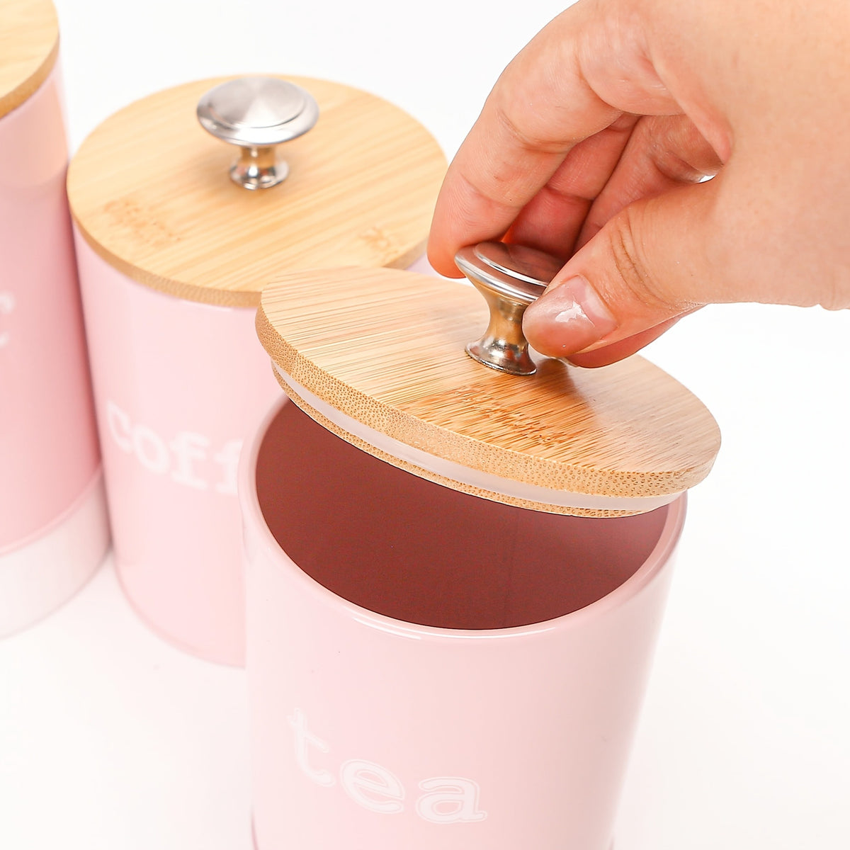 Airtight Coffee Canisters Set of 3 with CO2 Valve - Stainless Steel Coffee Container with Bamboo Lid, Espresso Bean & Ground Coffee Storage, Kitchen Barista Organizer Canisters