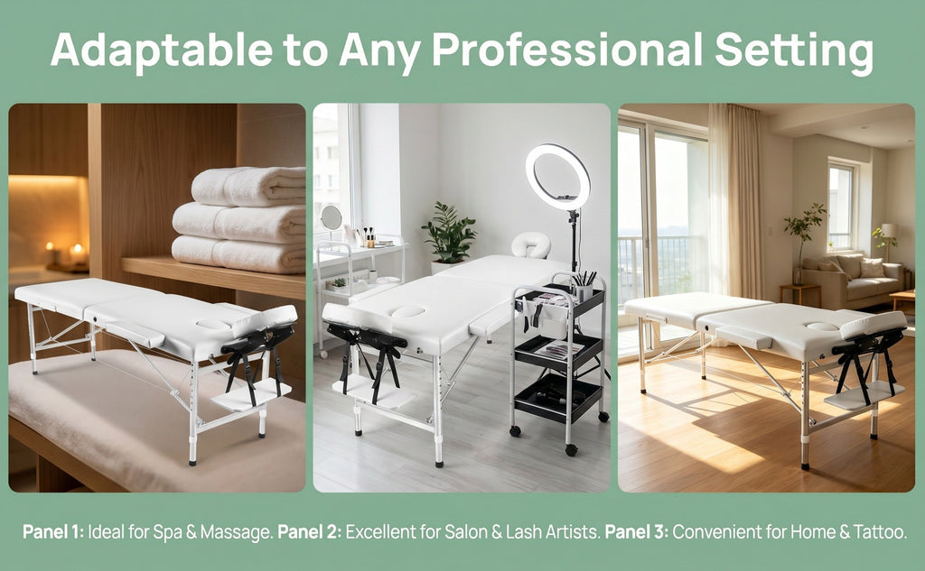 Portable Folding Massage Table Professional Lash Bed, Height Adjustable 8-Level Aluminium Legs, 30.9" Wide Tiltable Headrest for Spa Salon Tattoo Home Beauty