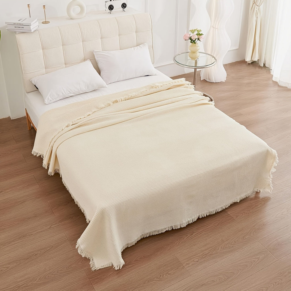 Tassel Sofa Cover Scratch-Resistant & Breathable, Multifunctional Boho Couch Cover Slipcover for All Seasons, Easy-Fit Fashionable Settee Throw Cover for Living Room Sofa