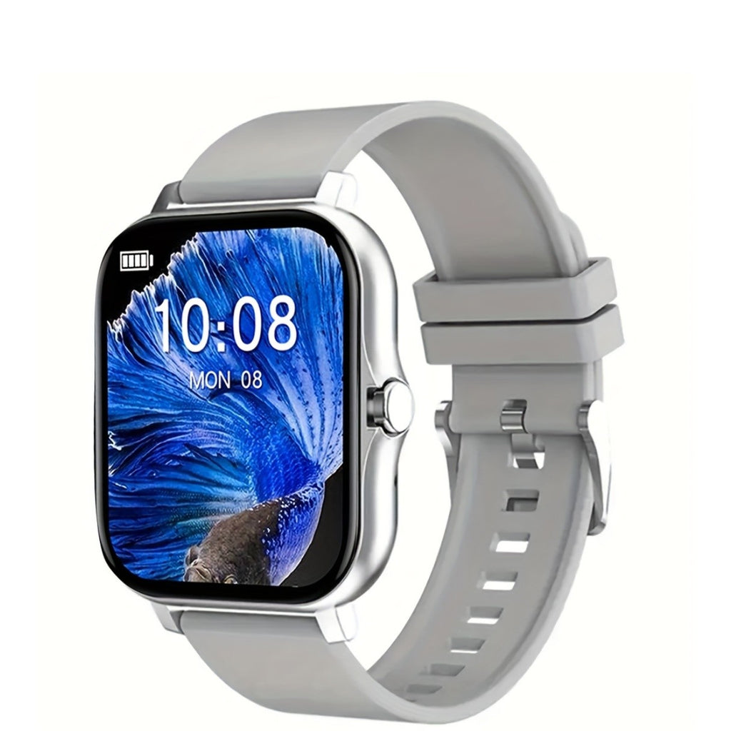 Large Screen Smartwatch with HD Voice Call, Multiple Sports Modes, Sleep Detection & Customizable Watch Faces – Compatible with Android & iPhone, Silicone Band