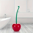 Novelty Cherry Toilet Brush with Holder Set – Creative Fun Bathroom Decor | Cute Toilet Brush & Holder | Red