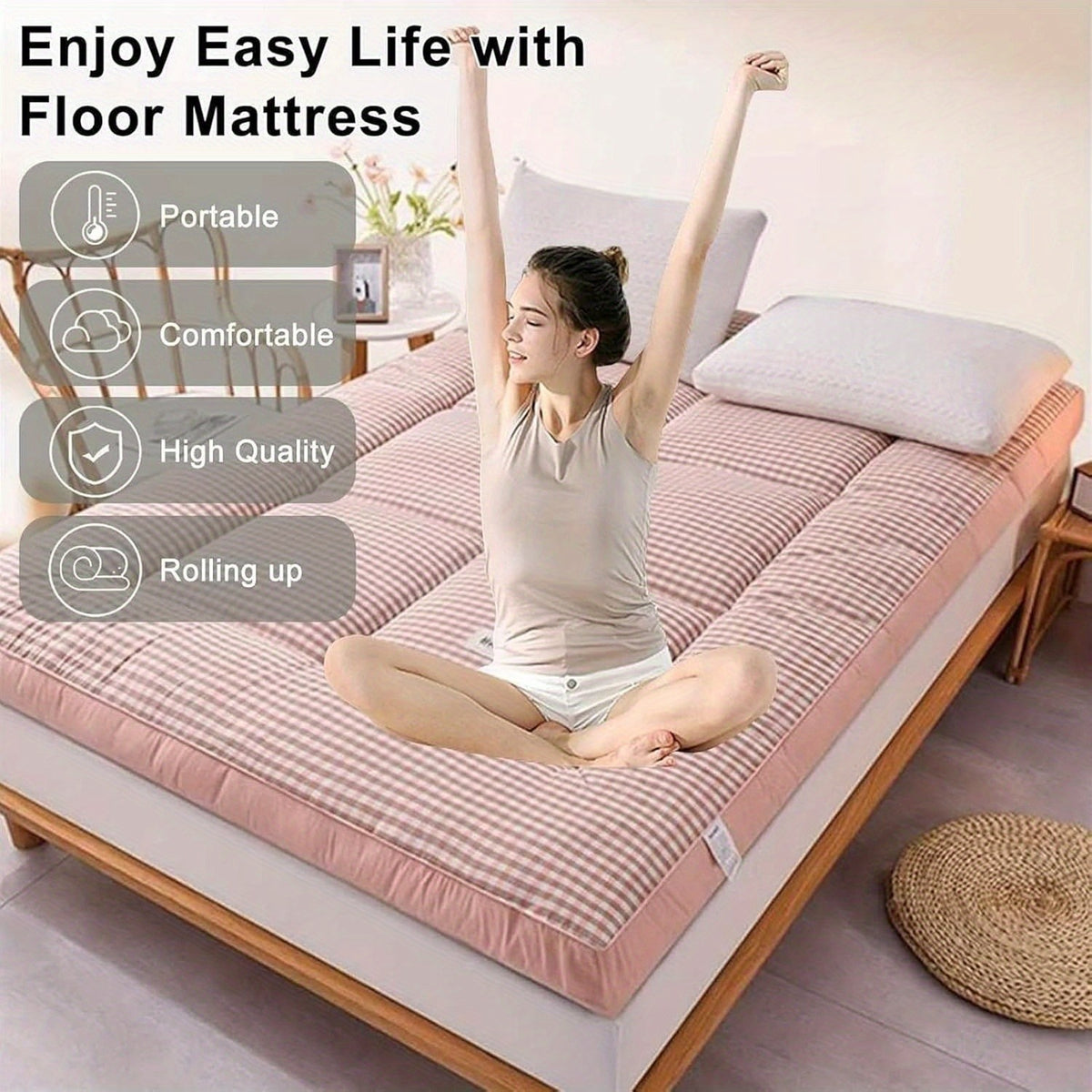 Cooling Breathable Mattress Topper | Soft Fiber Fill | Woven Fabric Cover | All Seasons | 6 Colors | Twin Full Queen King