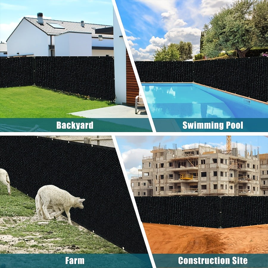 Fence Privacy Screen Multi-Size Heavy Duty HDPE Outdoor Shade Cloth with Cable Zip Ties – 4 5 6 7 8 ft Wide, 15–50 ft Long, Black