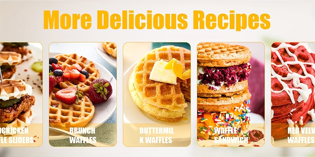 Mini Waffle Maker Makes 8 Bite-Size 2-Inch Waffles Dual Non-Stick Plates Cool Touch Handle Compact Family Breakfast Maker