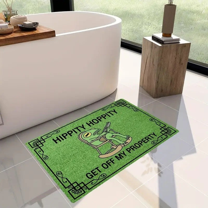 Welcome Mat Green Frog Pattern Indoor Outdoor Doormat – Anti-Slip Backing Edge Locking Entryway Rug for Living Room & Home Decor | Multiple Sizes