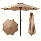 8-Rib 9FT Patio Umbrella with Tilt & Crank – Sun Shade Outdoor Market Umbrella for Patio, Beach & Restaurant, Red & Khaki