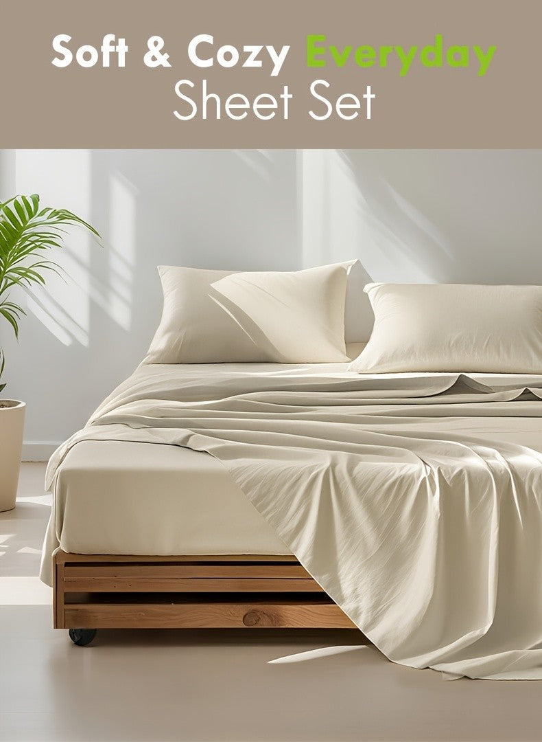 Deep Pocket Bed Sheet Set 3/4 Pcs Cooling Soft Breathable Fade-Resistant Bedding – All-Season Comfort for Twin Full Queen King, 9 Colors, Dorms & Guest Rooms