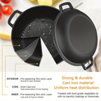 Cast Iron Dutch Oven Set 2-in-1 – 6.1QT Deep Pot & 1.9QT Frying Pan Lid, 6-Piece with Silicone Handles, Scraper & Iron Frame | Pre-Season Ready, Oven, Stove, BBQ & Induction Safe