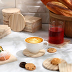 Unfinished Wood Coasters for Crafts DIY Engraving Painting – 4 Inch Square & Round Wooden Drink Coasters with Non-Slip Pad for Home Kitchen Coffee Table | 30 or 60 Pack