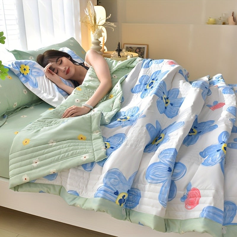 Summer Cooling Quilt Set 3 Piece Thin Quilt 2 Pillowcases Floral Embossed Skin Friendly Soft All Season Comforter - Twin Full Queen King Hotel Bedroom