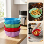 Silicone Air Fryer Liners Set of 4 - Non-Stick Reusable Air Fryer Liner Pot Heat Resistant to 446°F, Oven & Microwave Safe - Fits Most Air Fryers, Easy Cleanup Kitchen Accessory