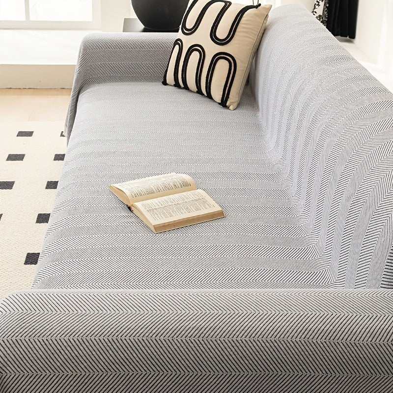 Herringbone Sofa Cover with Tassels – Washable Polyester Throw for 3-Seater, 4-Seater & Large Sofas | Grey, Coffee, Green