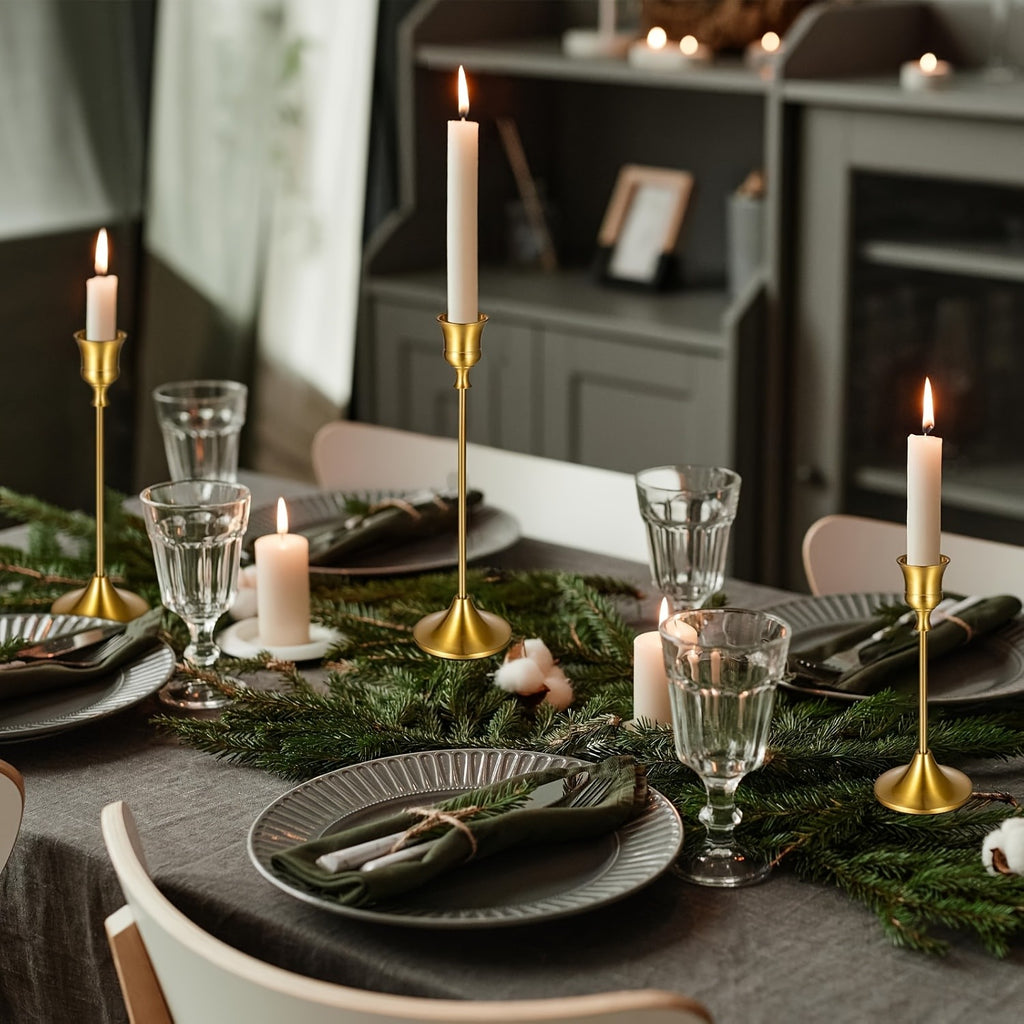 Metal Taper Candle Holders Set Elegant Detachable Base for Wedding Centerpiece Candlelit Dinner Table Decor Home Accent Copper and Black Set of 6 12 36